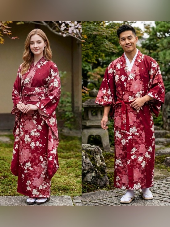 Japanese Other - AUTHENTIC JAPANESE FLORAL COTTON KIMONO/TUKATA ROBE-NEW IN PACKAGE!